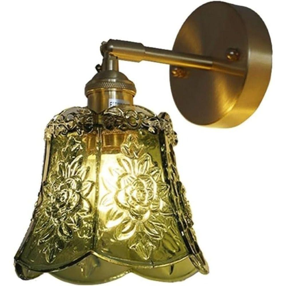 Green Glass Nordic Wall Lamp Wrought Iron Bedside Wall Lamp LED Wall Light  Dressing Table