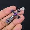 Sage Amethyst Gemstone Handmade 925 Sterling Silver Cross Pendant 2.10" I3f18