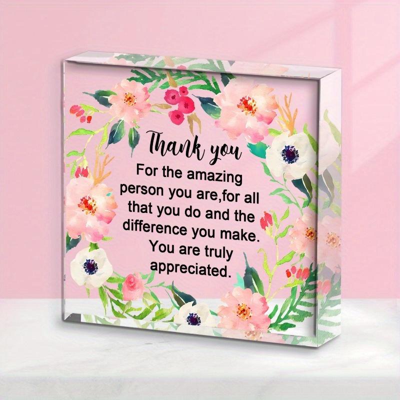

2D Flat Thank You Acrylic Office Desk Decoration, Floral Design, Suitable for Wall Decoration, Porch, Room, Villa, Accents Home, Hallway, or Workpla 10*10CM