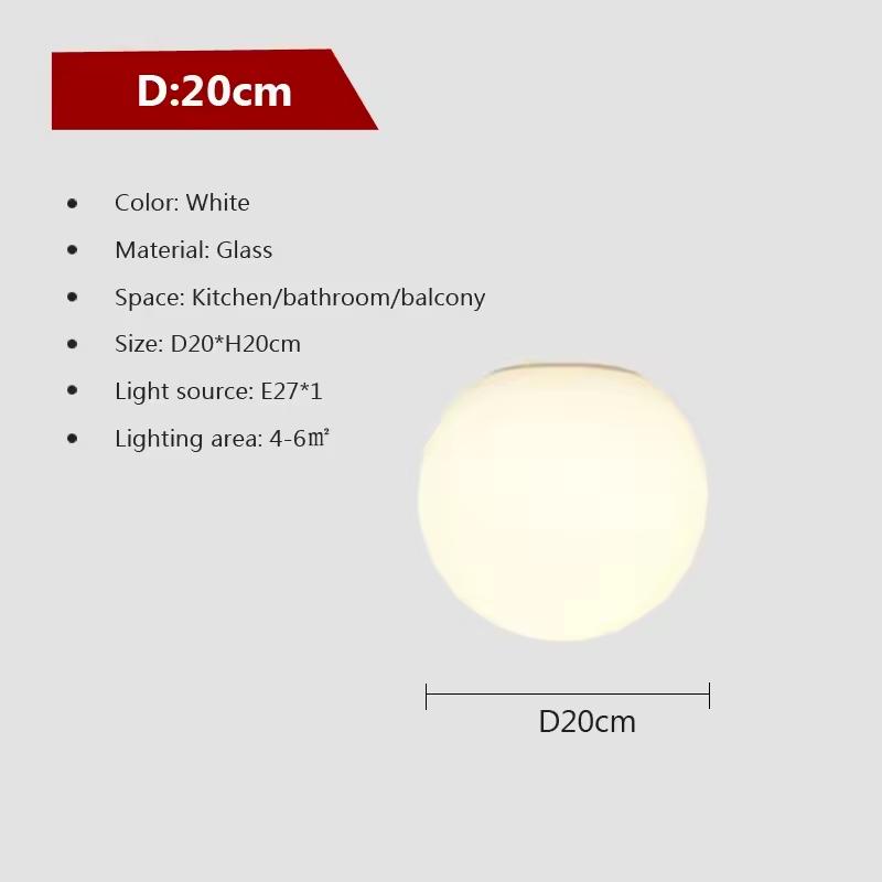 Nordic LED Glass Wall Light Milk White Color Ball Ceiling Light Minimalist Bathroom Corridor Balcony Bedroom Entrance Lighting