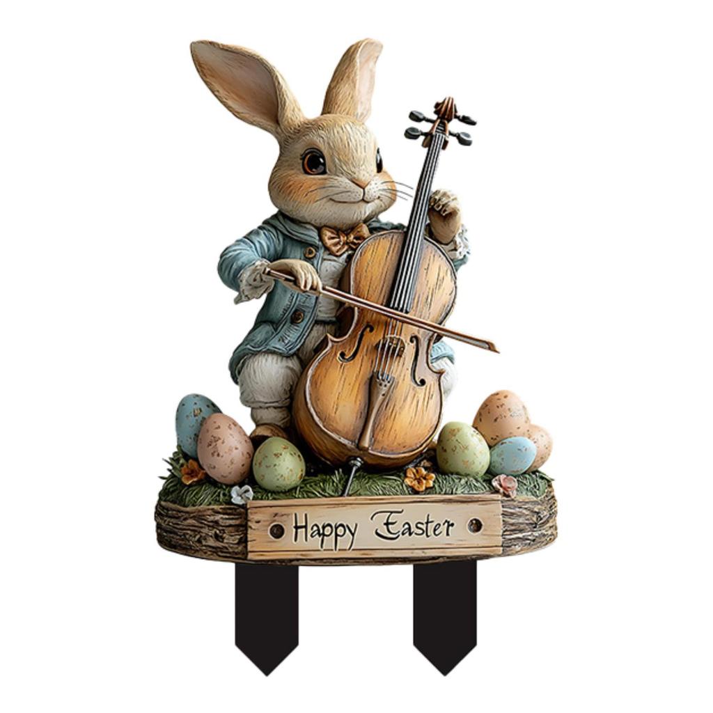 Easter Bunny Stake Easter Decor Yard Ornament Bunny Decorative Garden Stake Rabbits Easter Yard Sign for Backyard Path Garden