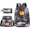Roblox Backpack Set 3-Piece School Bag Travel Bag Student Bookbag for Boys Girls Adults Black