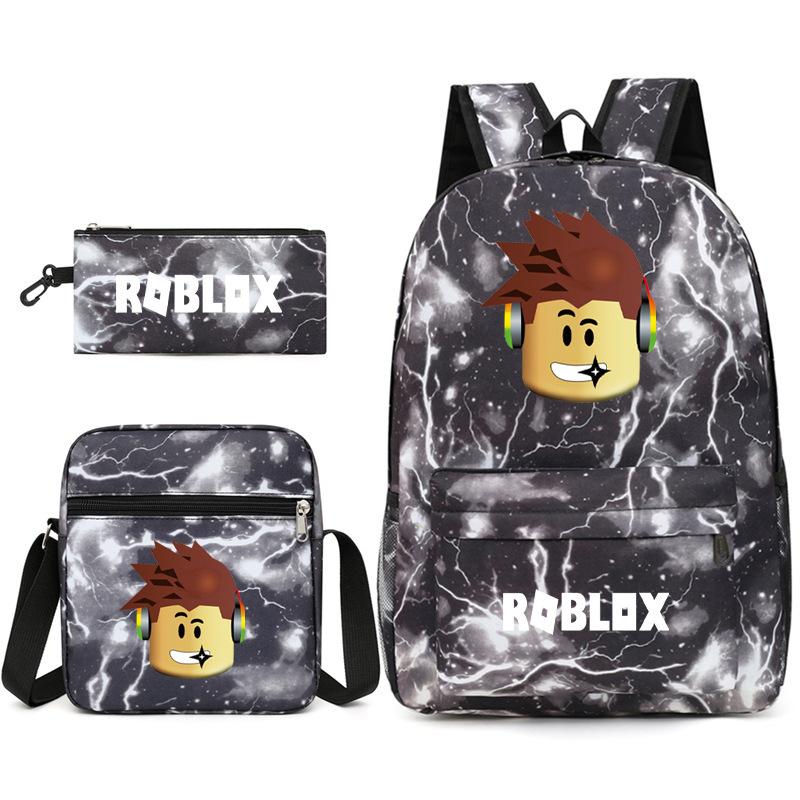 Roblox Backpack Set 3-Piece School Bag Travel Bag Student Bookbag for Boys Girls Adults Black