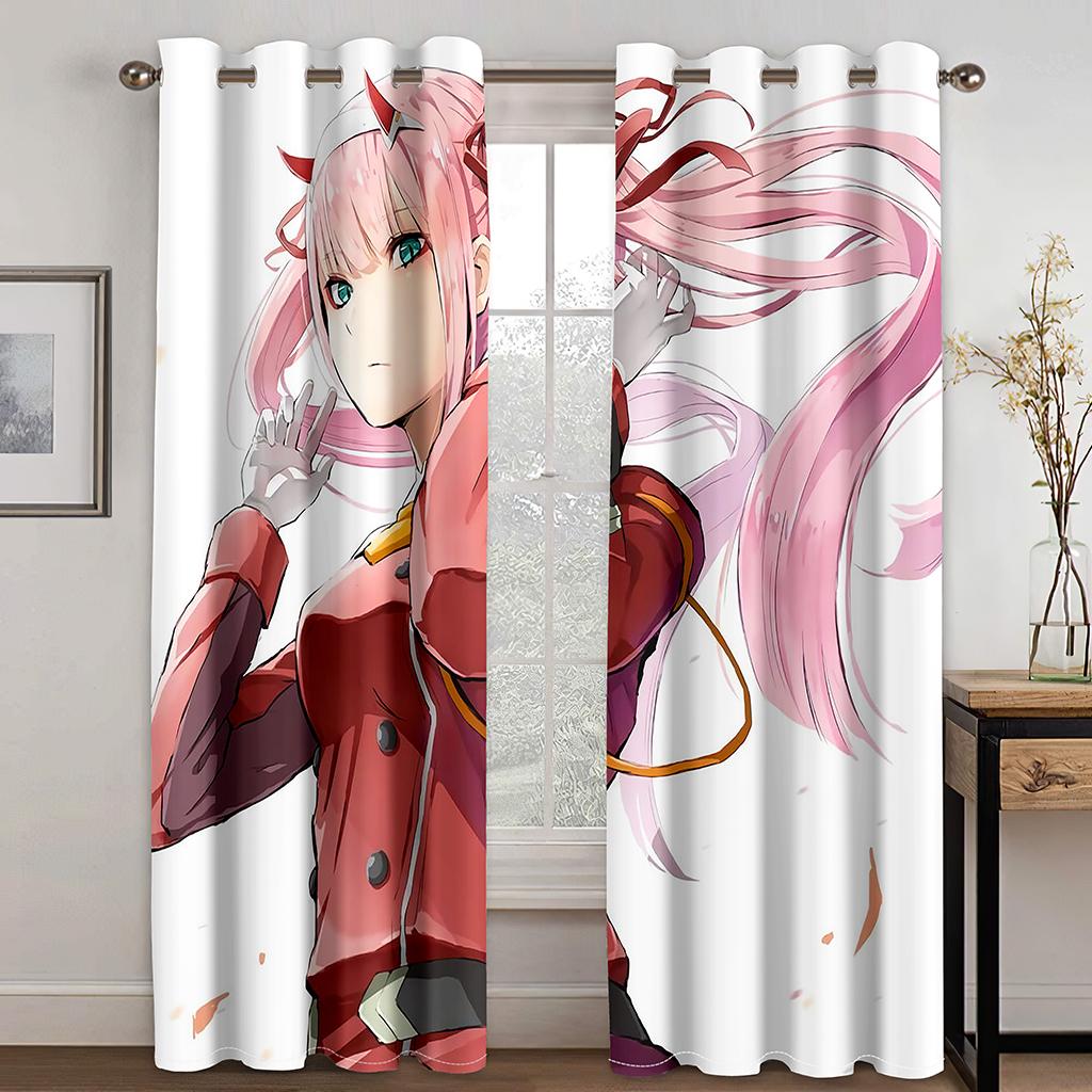 3D Anime Girls Silk Posters Japanese Cartoon Sexy Thin Curtains for Boys Living Room Bedroom Window Decor 2 Panels Free Shipping