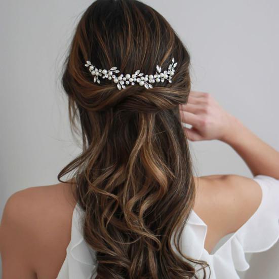 Bride Wedding Headdress Rhinestone Princess Style Faux Pearl Stage Show Performance Hair Decoration Wired Bridesmaid Bride Wedding Hair Jewelry
