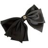 Elegant Black Satin French Bow Hair Clip - Korean Style High-End Celebrity Fashion