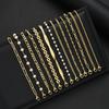 13pcs Fashion Geometric Pearl Bracelet Set for Women Simple Boho Gold Color Twist Smooth Chain Design Bracelets Elegant Jewelry