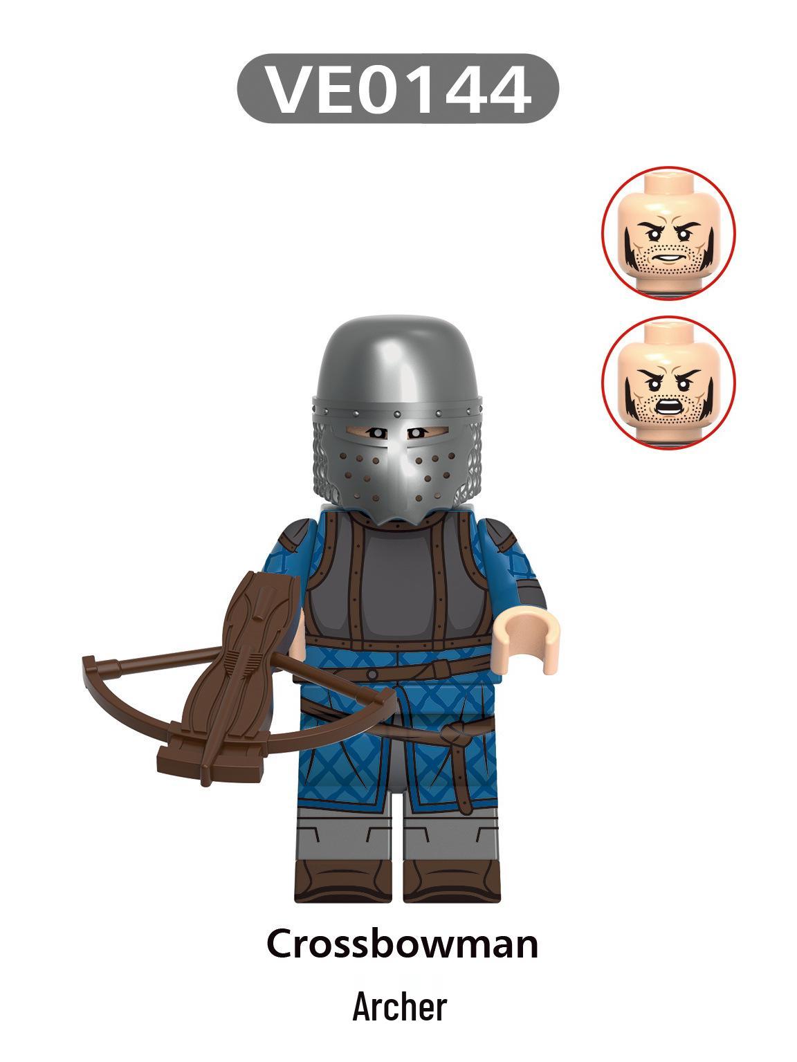 V1006 Warrior Series: Soldier, Militia, Archer, Crossbowman Building Block Figures (Bagged)