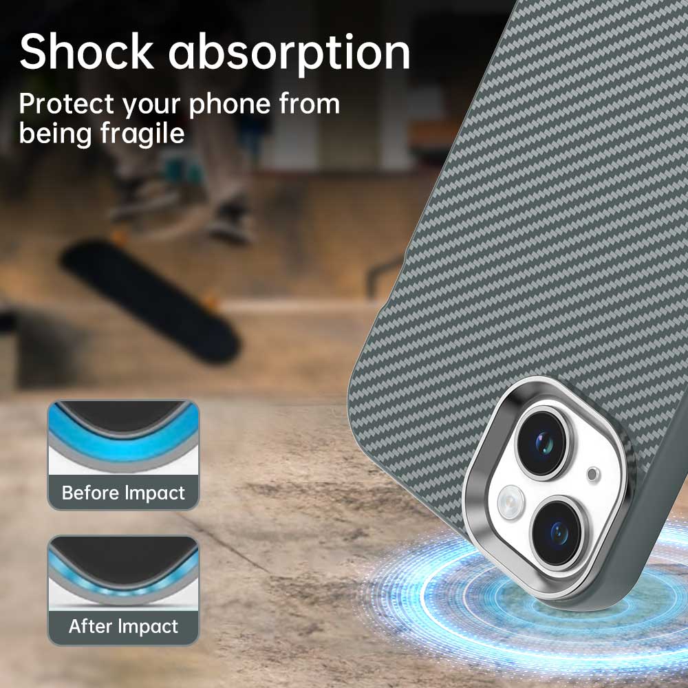 For iPhone 14/13 Case Cell Phone Hybrid Back Cover Carbon Fiber Texture