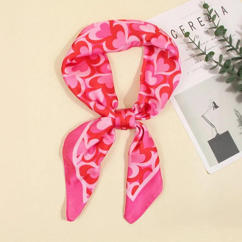 Luxury Silk Feeling Square Scarf Women 2025 Print Satin Neckerchief Spring Hair Band Foulard Bandana Echarpe Tie Shawl Wraps