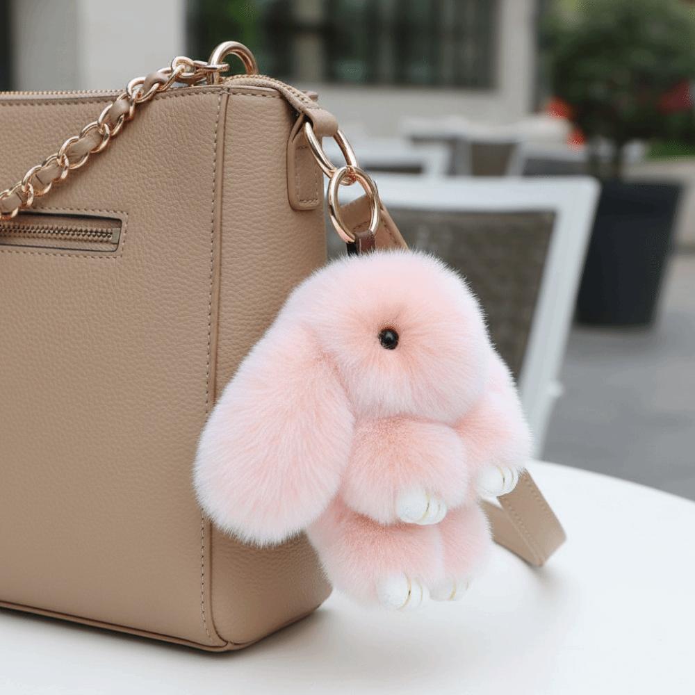 Fluffy Play Dead Rabbit Doll Fashion Plush Rabbit Pendant Rabbit Fur Keychain Women