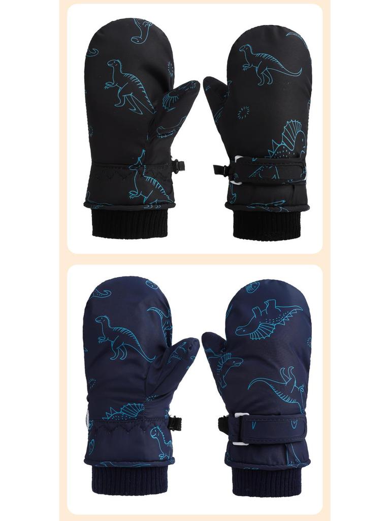 Kids' Quick-Dry Warm Ski Gloves with Waterproof Fabric and Thick Velvet Lining