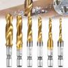 6PCS Hex Shank Tap Drill Bit Set High Speed Steel Spiral Threading Tapping Chamfering Bits