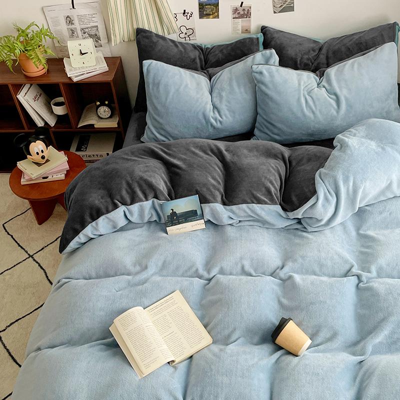 Pink Thick Milk Velvet Duvet Cover, Autumn and Winter Warm Comforter Cover, Reversible Soft Solid Color Bedding Quilt Covers 1pc