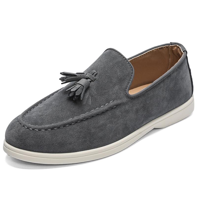 Scarpe Casual da Uomo alla Moda Pelle Scamosciata Uomo Mocassini con Nappe in Stile Classico Britannico Mocassini Uomo Flats da Guida per Esterno