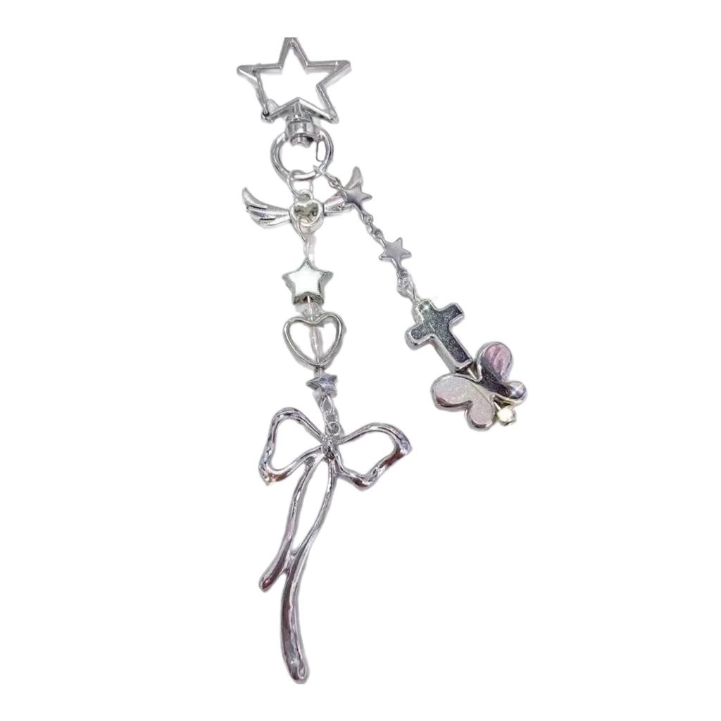 Cute Bowknot Star Bear Keychain Pendant Lovely Hanging Decorations Keyring Charm for Purse Bag Backpack Handbag