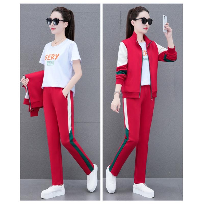 Fashion Colorblock Open Cardigan Women Two Piece Sport Set Slim Fit Long Sleeve Casual Activewear Korean Style Workout Suit