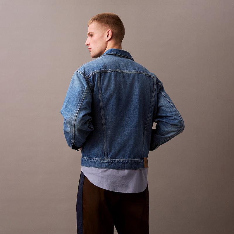 Calvin Klein Ss25 Classic American Vintage Distressed Cotton Denim Jacket Men Jacket Denim-Blue 4RB798G