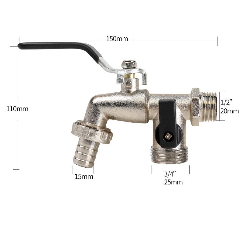 Black-Plated Zinc Alloy Double Outlet Garden Faucet