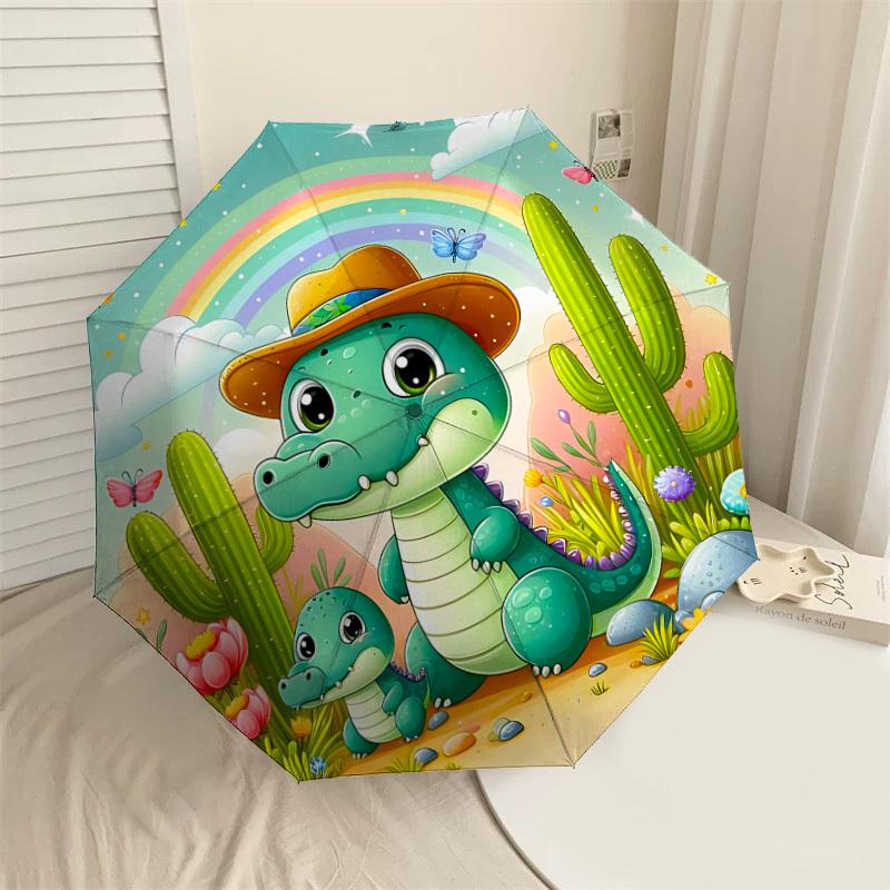

1PC alligator, desertAutomatic Open/Close Umbrella with Windproof, 8-Rib Sturdy Canopy, Durable Ribs, Fashionable Design, Outdoor Accessory, Fun Prin,