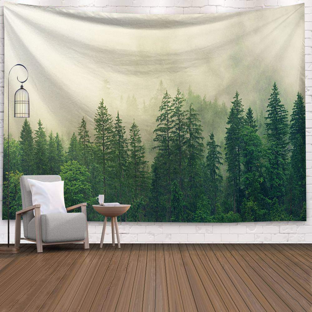 Natural 3D Waterfall Tapestry Beach Towel Landscape Primeval Forest Stream Printing Wall Carpet Yoga Mat Home Art Tapestry Decor