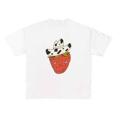 2025 Autumn and Winter Heavy Cute Fruit Printing T-shirt Men's Women's Pure Cotton Casual Loose Personalized Versatile T-shirt