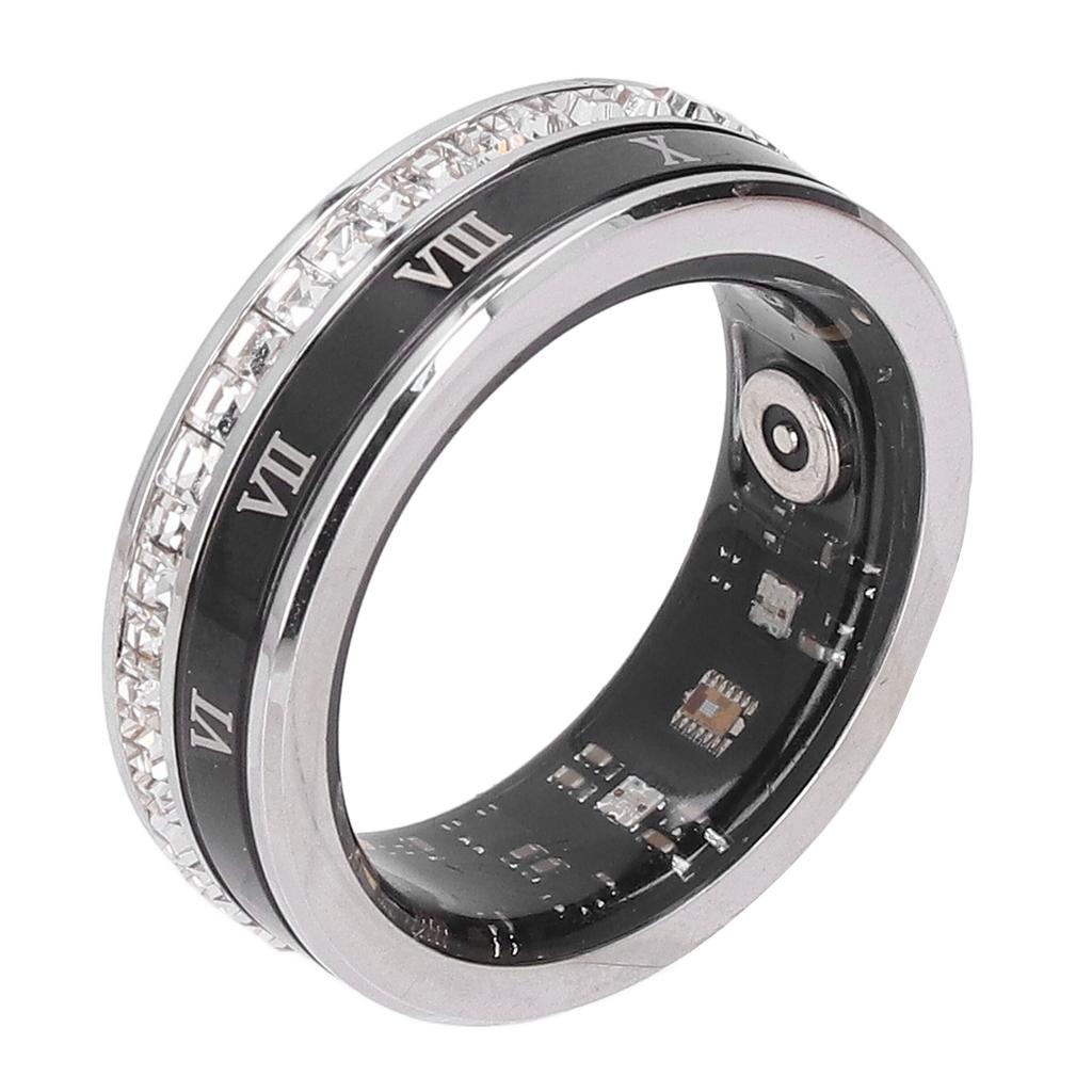 Smart Ring Ti Steel BT IP68 Water Resistant Step Counting Magnetic Charging Fitness Ring for Home Ou