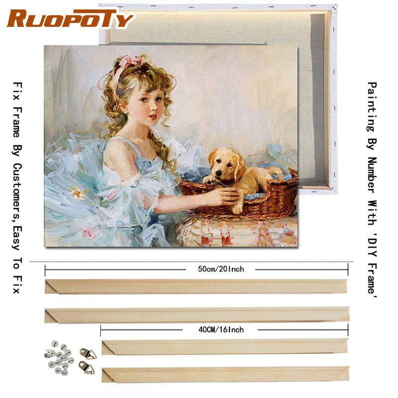 RUOPOTY DIY Frame DIY Painting By Numbers Figure Acrylic Picture By Numbers Handpainted Oil Painting Arts 40x50cm