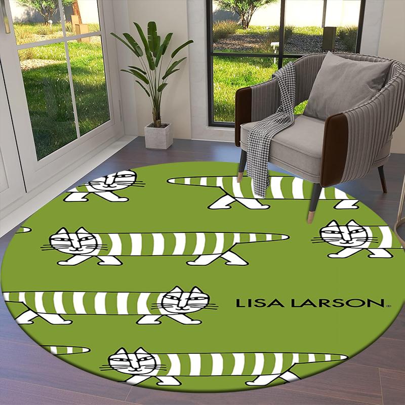 Lisa Larson Cute Round Area Rug,Carpet Rug for Living Room Bedroom Sofa Playroom Decor,Non-slip Floor Mat Q0022