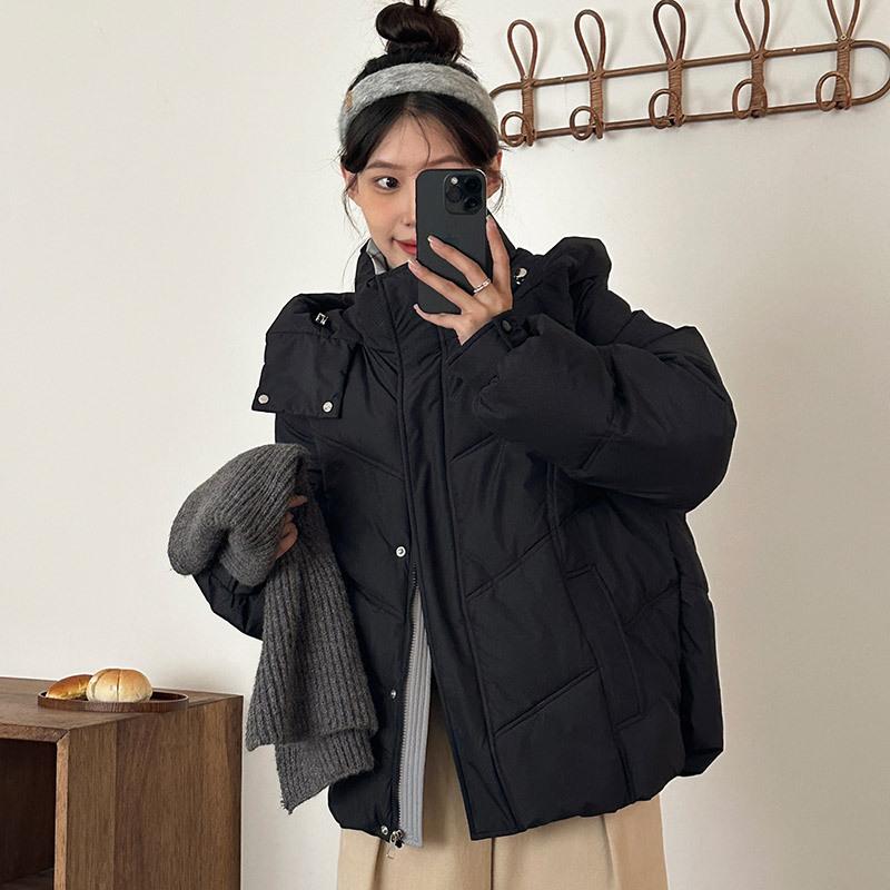 

New Winter Hooded Fashion Loose Versatile Bread Clothes Thickened Warm Jacket XXL чёрный