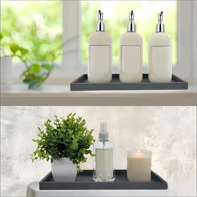 Ein rechteckiges Silikon-Aromatherapie-Tablett für das Badezimmer, nicht poröse Waschtischplatte, Marmor-Waschbecken-Tischplatten-Aufbewahrung