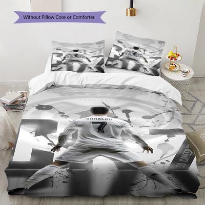Ronaldo Pattern Bedding,Quilt Set Quilt Cover Pillowcase Home Birthday Gift (1 * Duvet Cover + 2 * Pillowcase, Without Core)