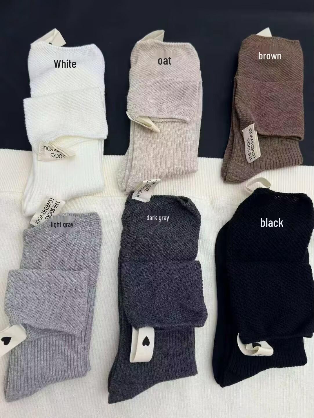 

Корейские носки-гольфы: Крупная вязка, Вертикальные полосы, Однотонные осенние цвета Light Gray