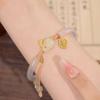 New Jade Rabbit Bracelet Weave Rope Adjustable Vintage Beads Bracelets Chinese Style Vintage Hand Ornaments Jewelry Gifts