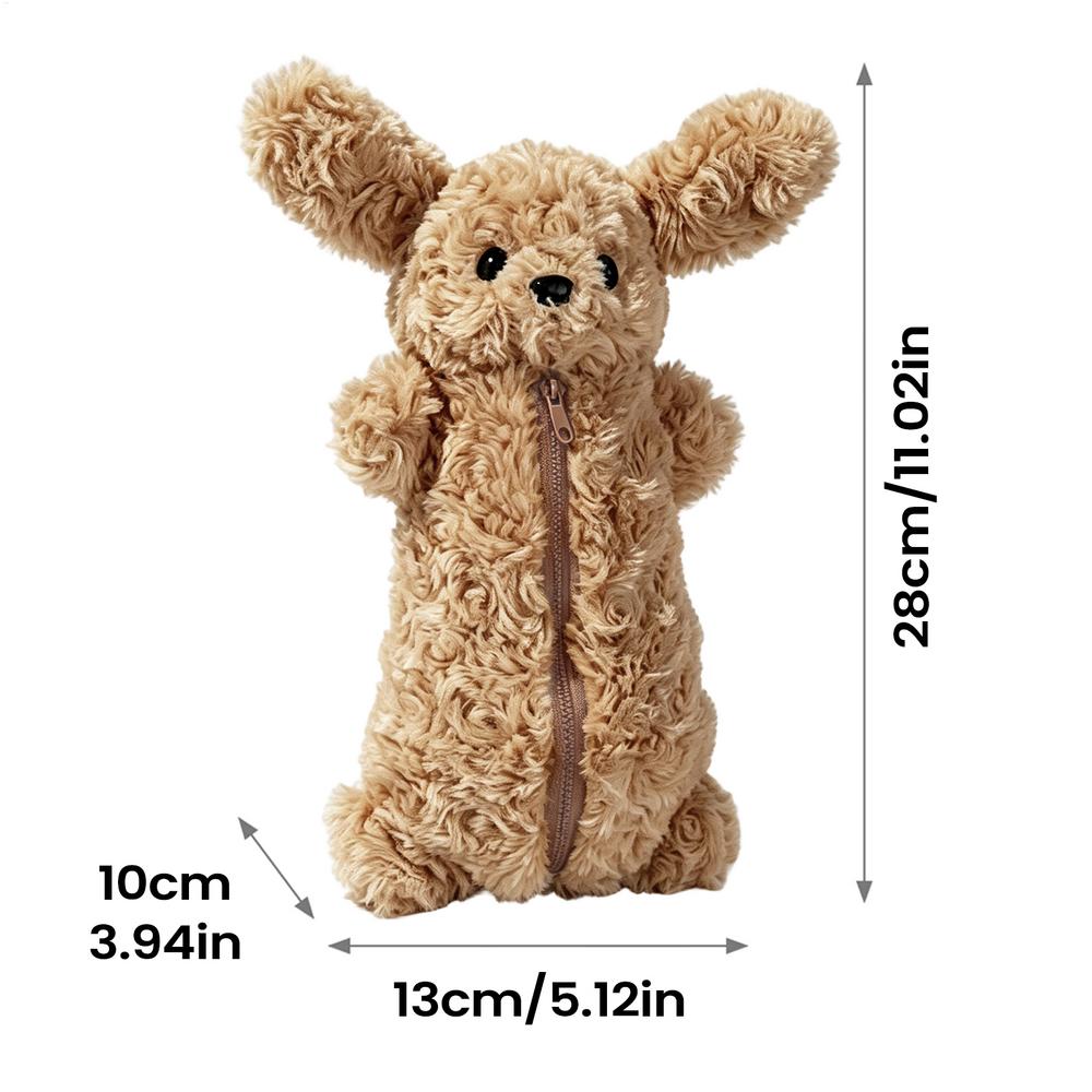 Schattige Pennenhouder Voor Kinderen Grote Capaciteit 3D Dier Cartoon Pluche Etui Kawaii Pennenhouder Met Rits Voor Kinderen Meisjes Jongens Tieners bruin
