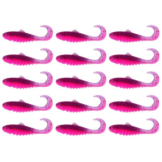 15Pcs 5.5CM/2G Curly Tail Soft Fishing Bait with Glitter Colorful PVC Realistic Bionic Artificial Lure Saltwater Freshwater Fishing Accessories