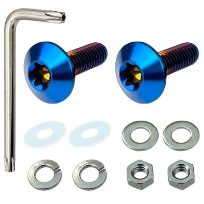 RENPA Motorcycle Titanium Alloy License Plate Bolt Smart Design Vehicle Inspection Compatible (Burnt Blue)