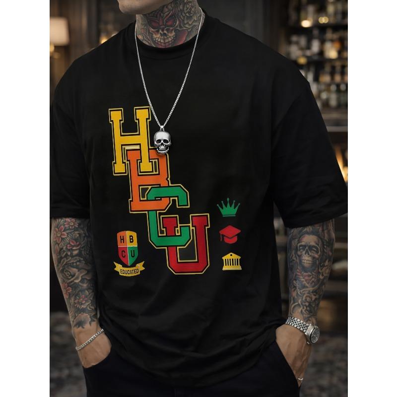 Men S HBCU HBCU EDUCATED T-Shirt, Round Neck Tee Casual Attire, All Seasons S чёрный
