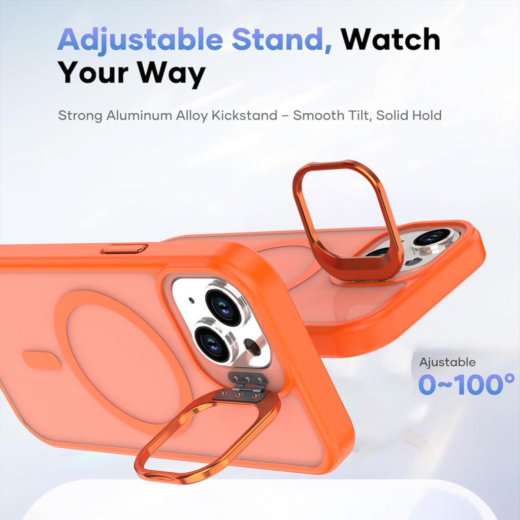 For iPhone 14/13 Case Foldable Kickstand Matte PC + TPU Phone Cover Compatible with MagSafe