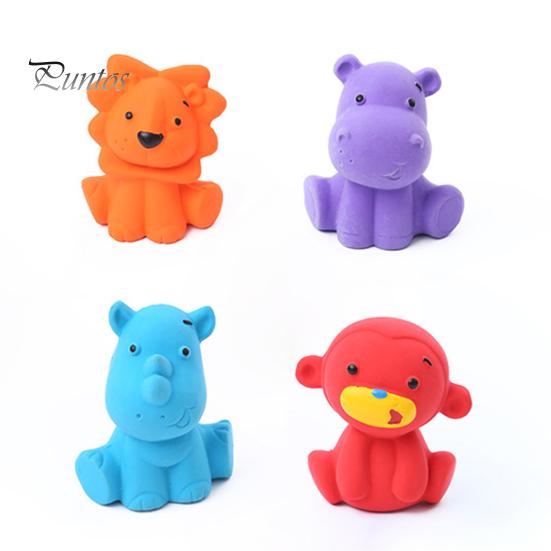 Dog Chew Toy Bite-Resistant Soft Teeth Cleaning Built-in Sounder Cartoon Grinding Animal Shape Oral Care Puppy Squeaky for Training