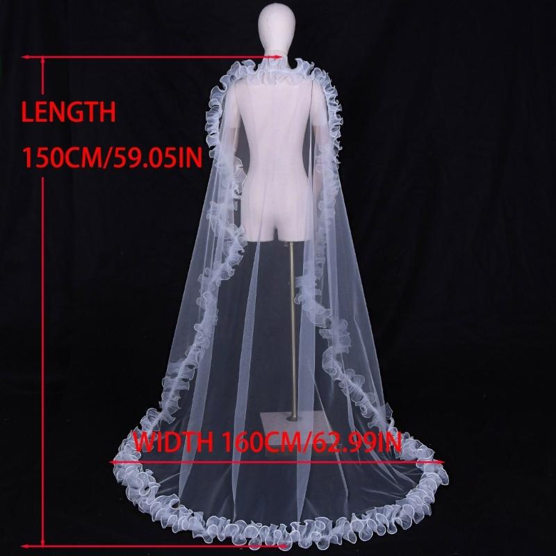 Wedding Veil Ruffled Stylish Falbala Long Veil Bride Hair Accessoies White