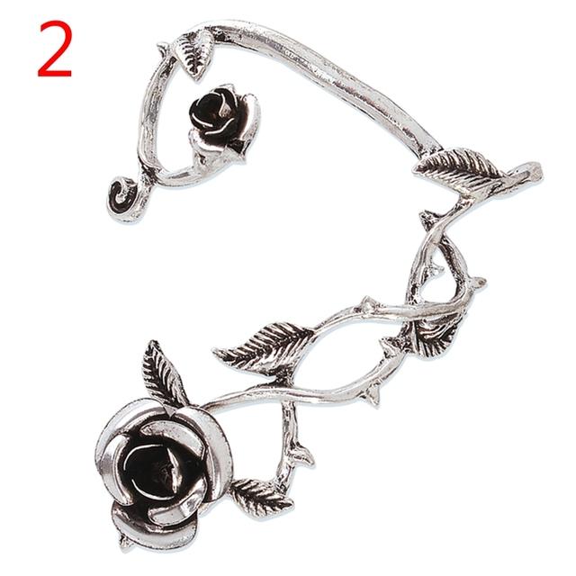 Pendientes estilo punk vintage con forma de dragón retro, aretes trepadores de orejas de rosa, aretes góticos con clip para las orejas, para mujeres y hombres, para fiestas