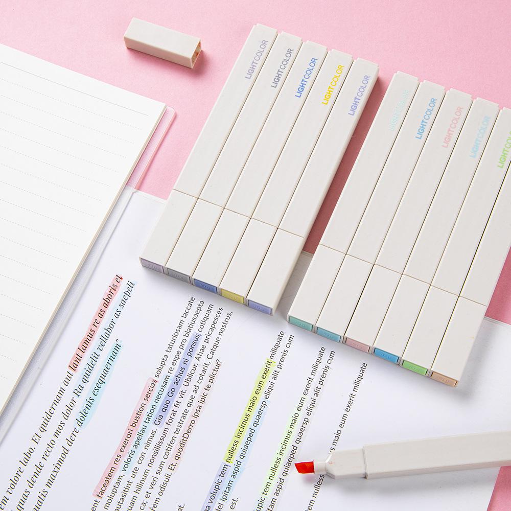 6pcs Super Soft Color Highlighter Marker Pen Set Morandi Pastel Colors Brush Tip for Drawing Paint