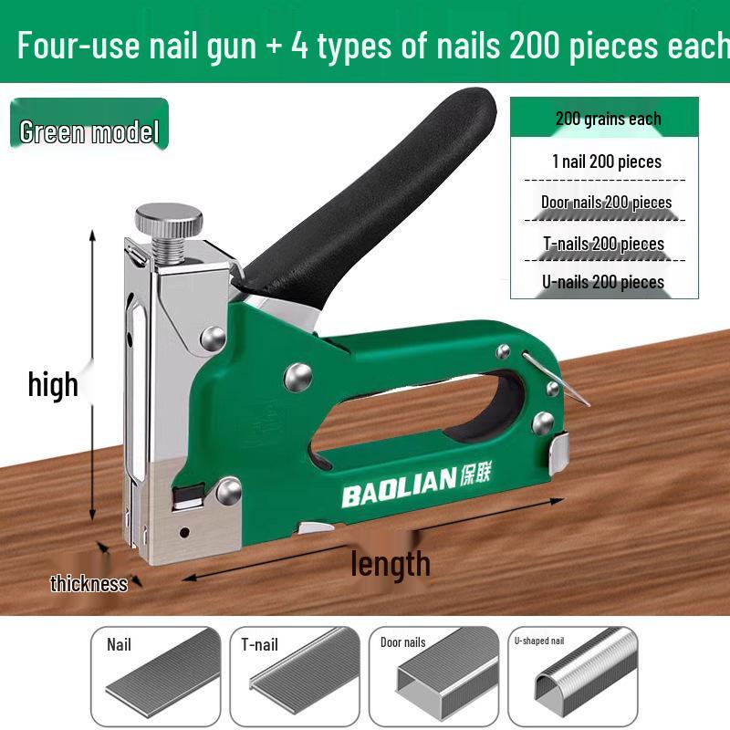 Manual Pneumatic Nail Gun: Brad Nailer, Steel Nailer, U-Shaped & Straight Nails for Wire Trough and Woodworking.