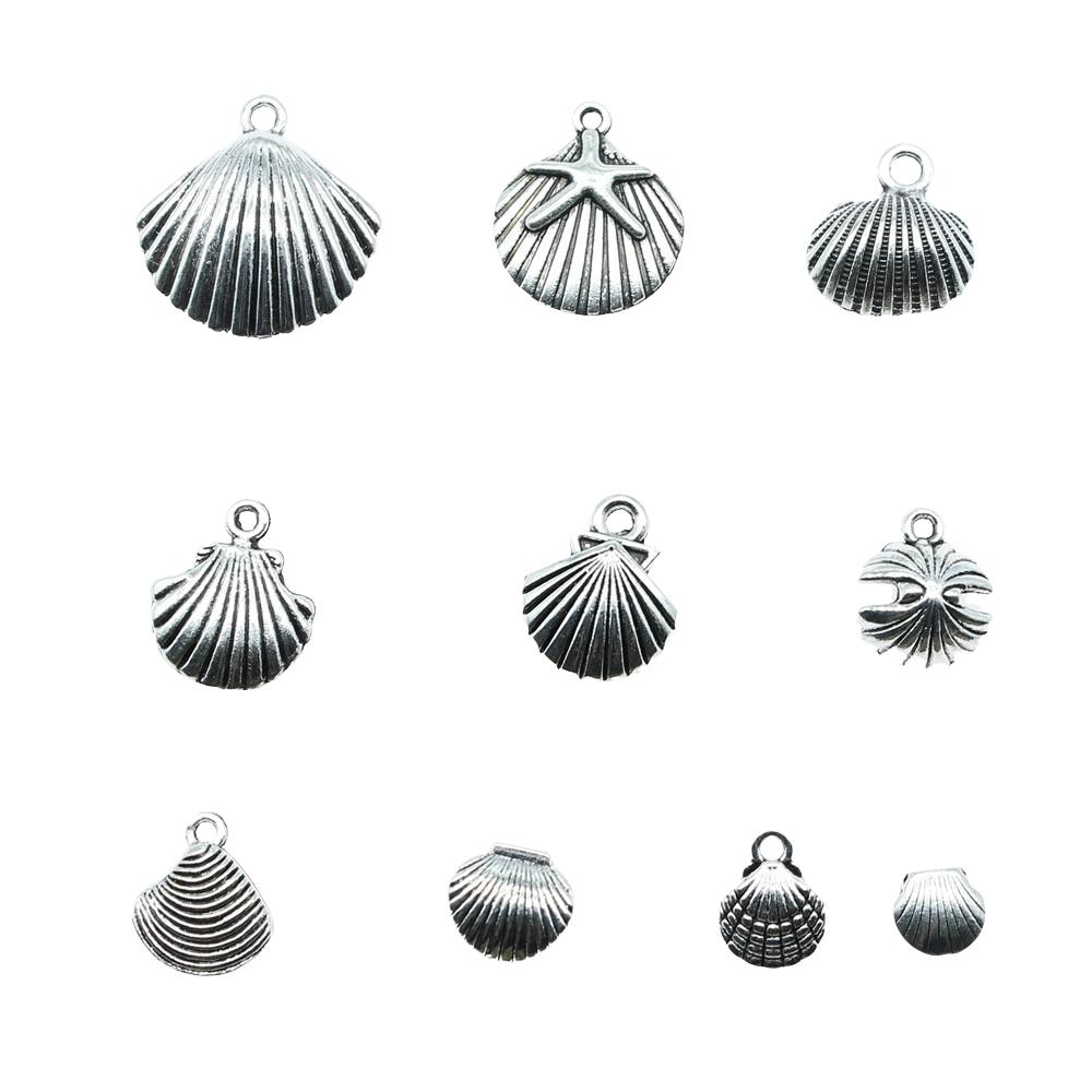 20pcs Shell Charms Antique Silver Color Sea Shell Pendant Charms Shell Charms For Jewelry Making DIY Craft