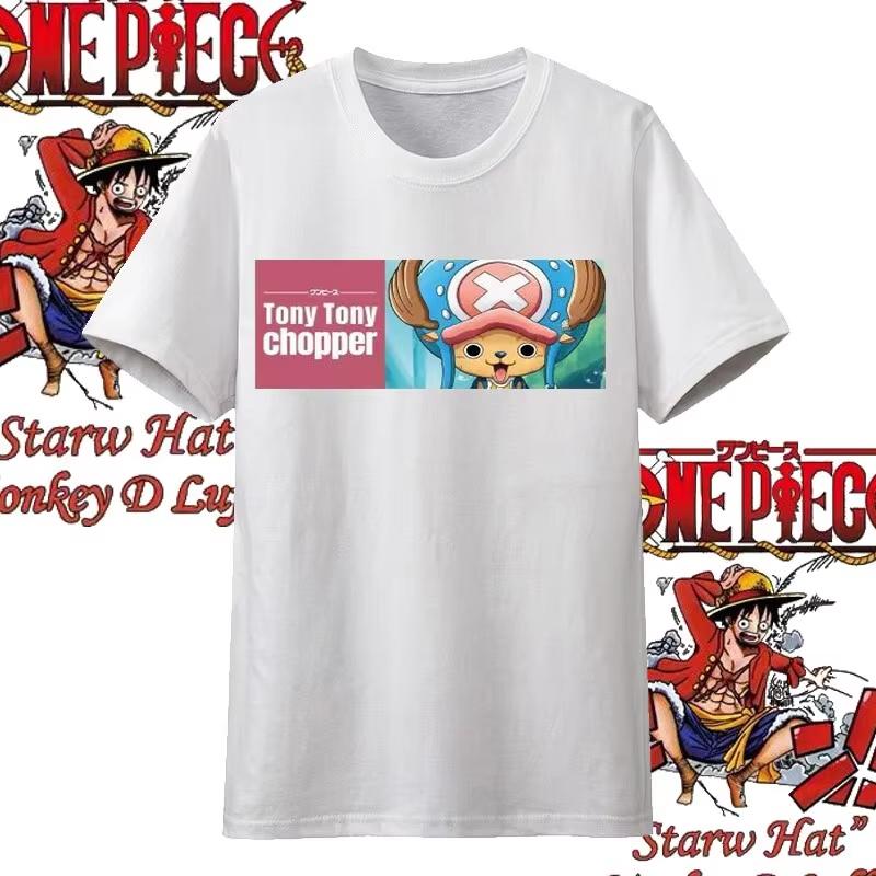 One Piece Anime Straw Hat Member Printing Oversized Cotton Tshirt Men and Women Comfortable Y2K Childrens Clothing Summer Tees