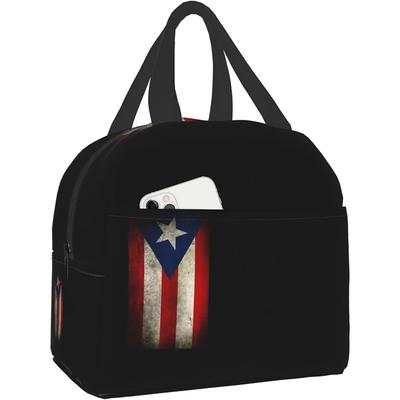 Insulated Lunch Bag Reusable Cooler Thermal Puerto Rico Tote Bag with Front Pocket for Women Men Travel Work Hiking Picnic