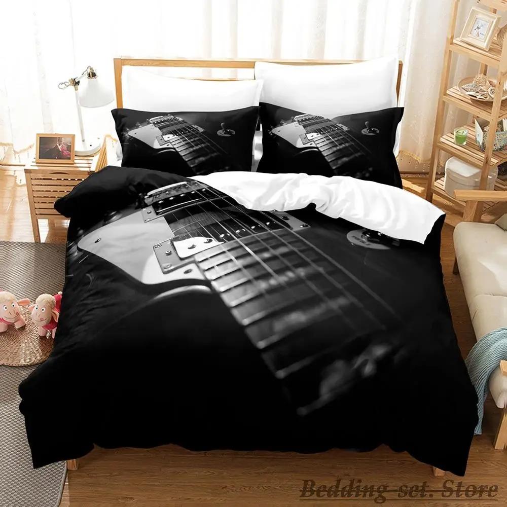 Music Guitar Bedding Set Single Twin Full Queen King Size Anime Duvet Cover for Adult Kid Bedroom