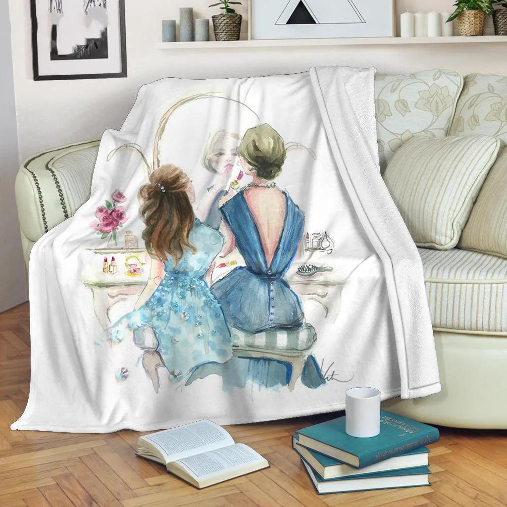 Cartoon mother and daughter blanket winter soft flannel warm blanket sofa bedroom blanket direct supply