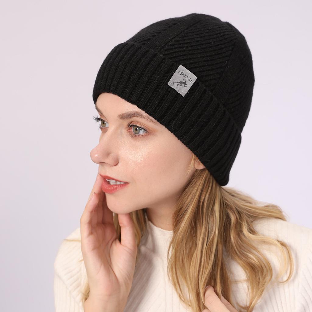 New Autumn and Winter Men's and Women's Cashmere and Velvet Thickened Knitted Wool Warm and Cold Proof Cycling Pullover Hat